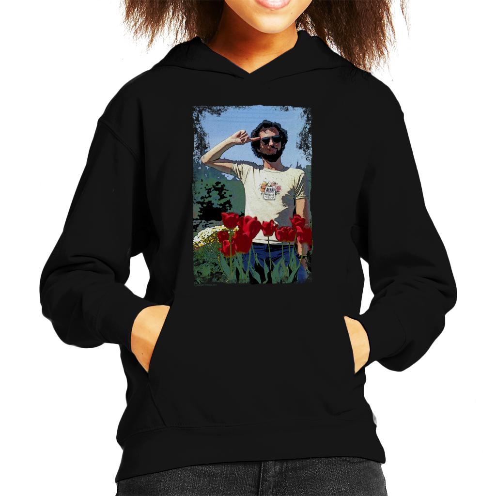 TV Times Comedian Kenny Everett Saluting In A Flowerbed Kids Hooded Sweatshirt