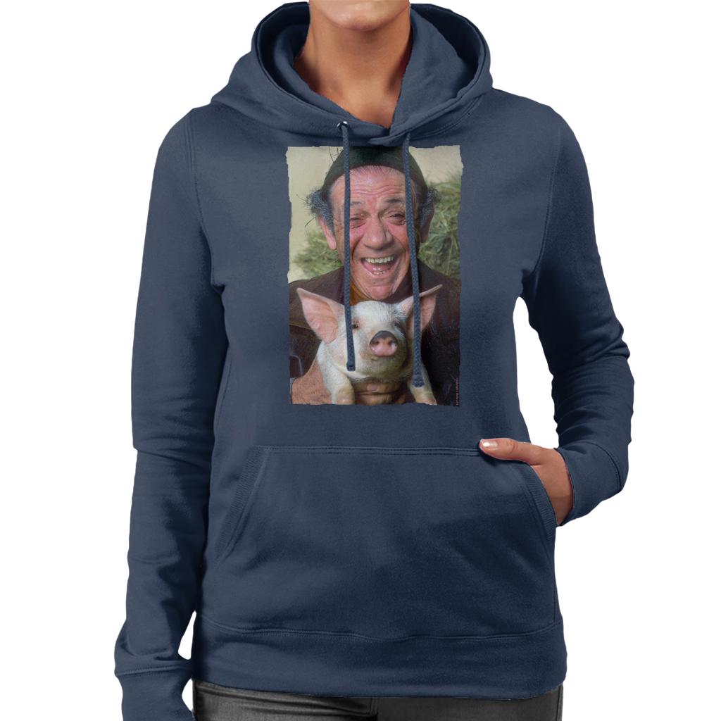 TV Times Sid James Holding A Pig Women's Hooded Sweatshirt