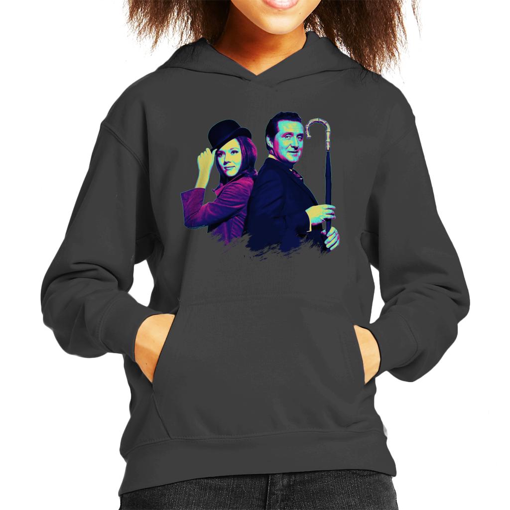 TV Times Avengers Diana Rigg And Patrick Macnee Pop Art Stylised Kids Hooded Sweatshirt-ALL + EVERY