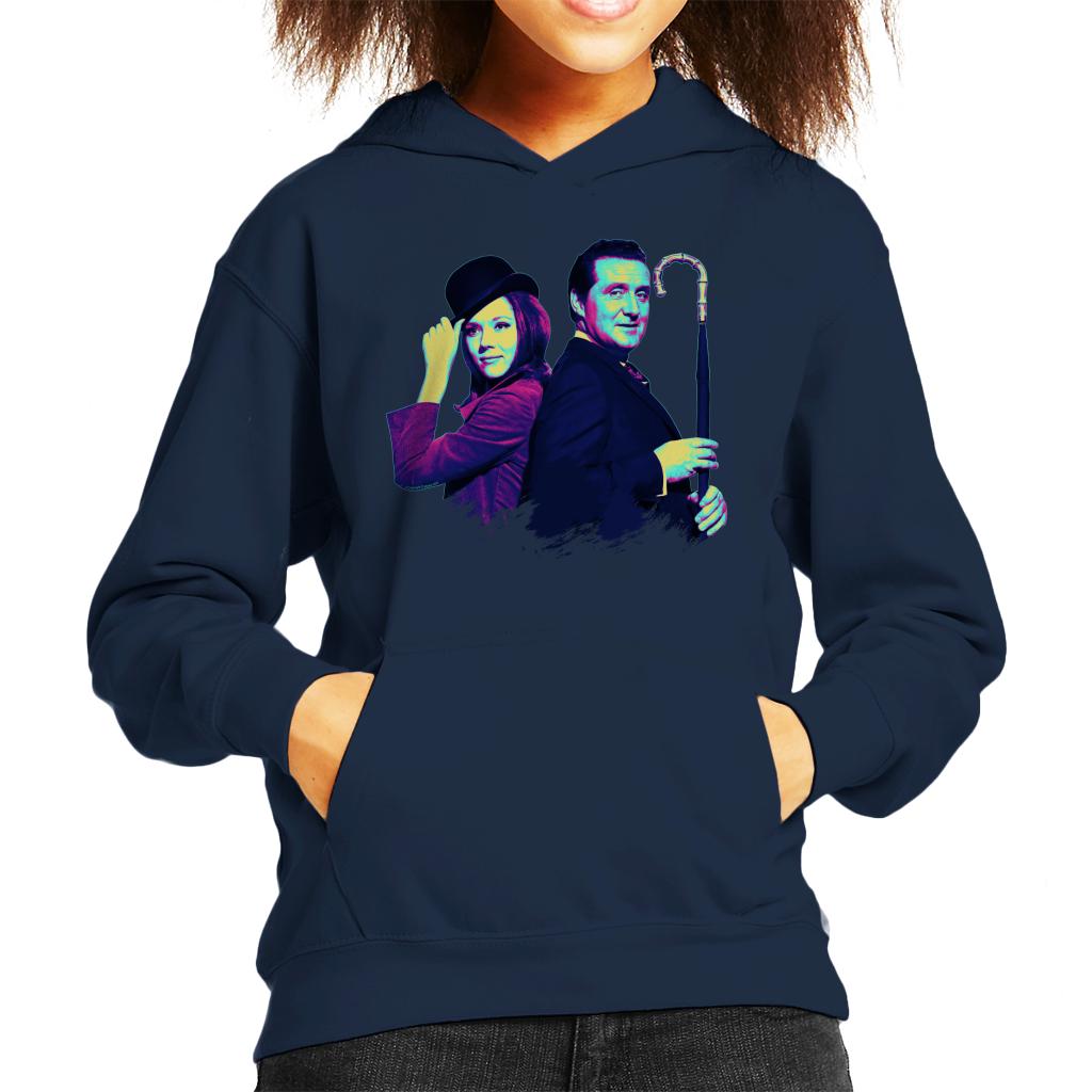 TV Times Avengers Diana Rigg And Patrick Macnee Pop Art Stylised Kids Hooded Sweatshirt-ALL + EVERY