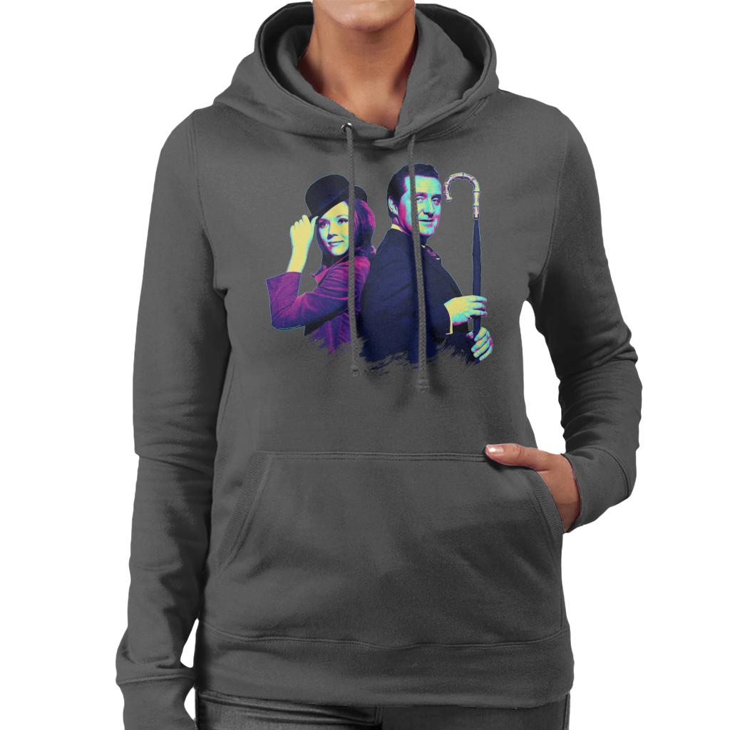 TV Times Avengers Diana Rigg And Patrick Macnee Pop Art Stylised Women's Hooded Sweatshirt-ALL + EVERY