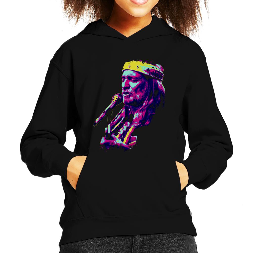 TV Times Willie Nelson Live Paint Splatter Pop Art Stylised Kids Hooded Sweatshirt-ALL + EVERY