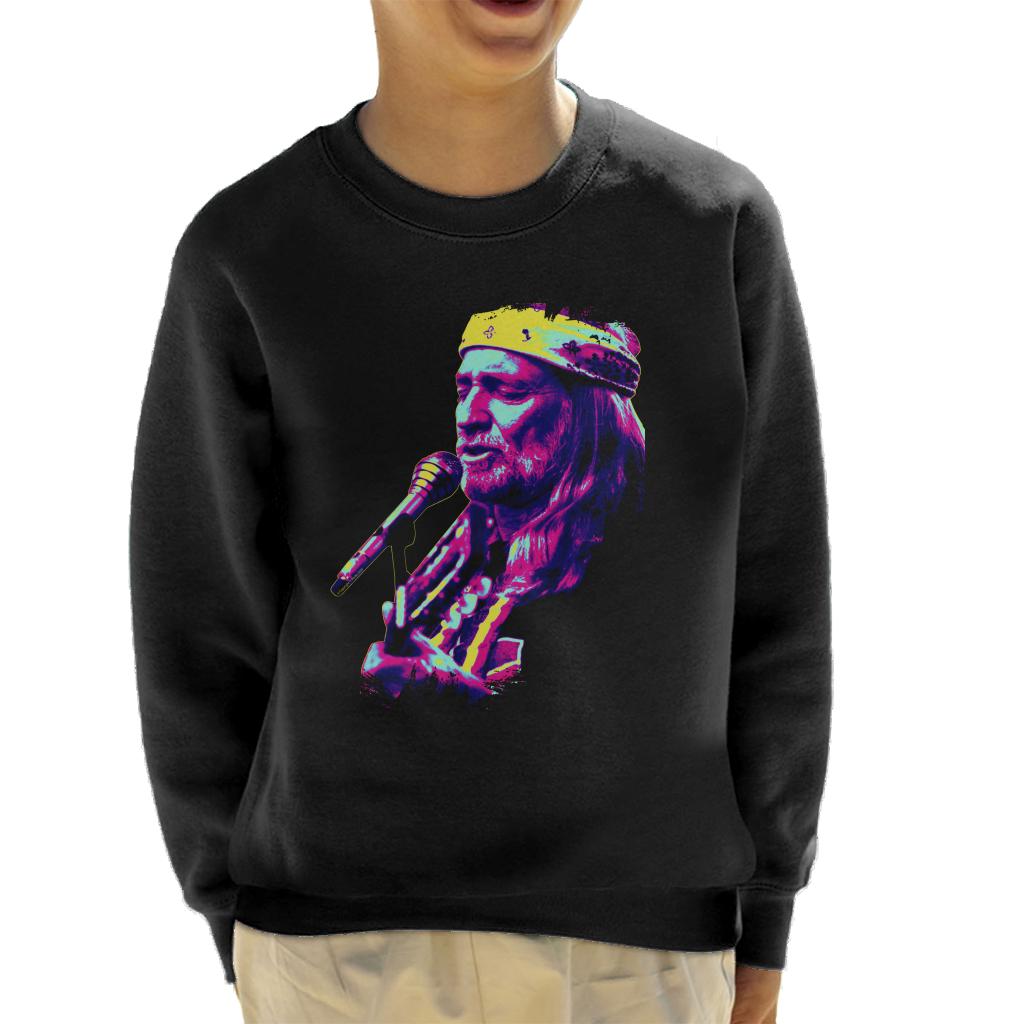 TV Times Willie Nelson Live Paint Splatter Pop Art Stylised Kids Sweatshirt-ALL + EVERY