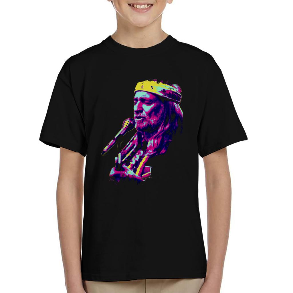 TV Times Willie Nelson Live Paint Splatter Pop Art Stylised Kids T-Shirt-ALL + EVERY