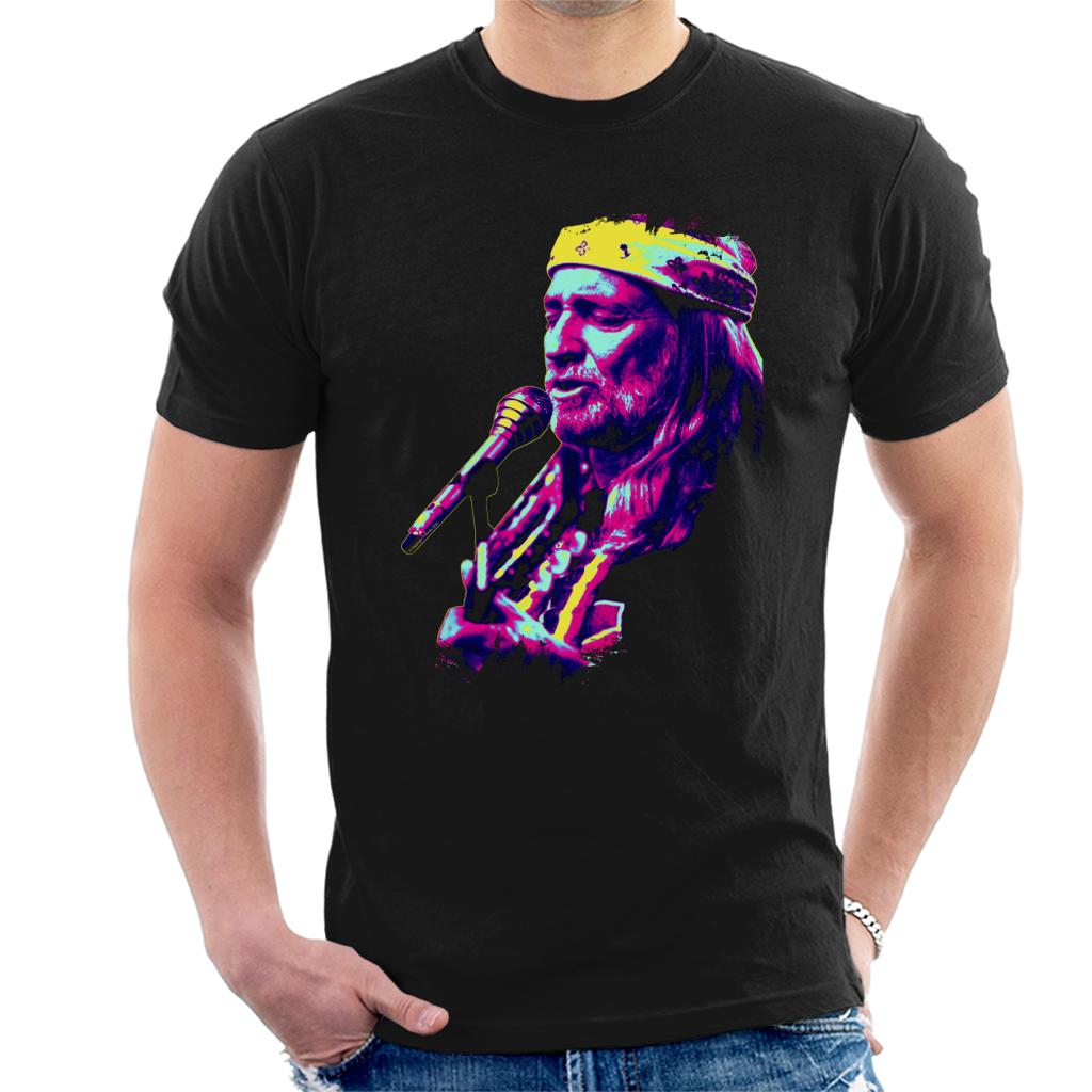 TV Times Willie Nelson Live Paint Splatter Pop Art Stylised Men's T-Shirt-ALL + EVERY