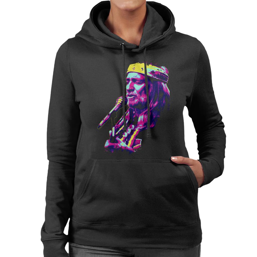 TV Times Willie Nelson Live Paint Splatter Pop Art Stylised Women's Hooded Sweatshirt-ALL + EVERY