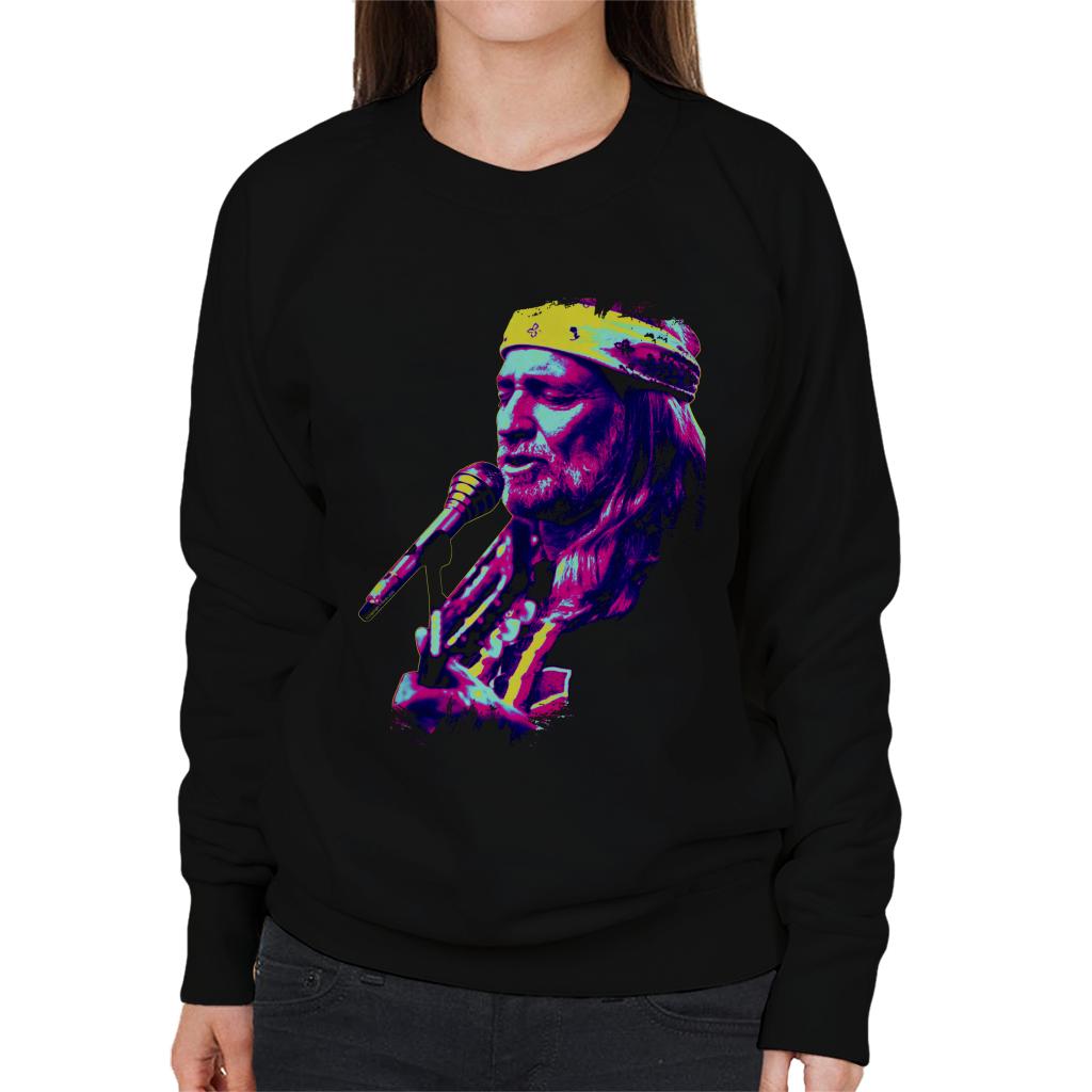 TV Times Willie Nelson Live Paint Splatter Pop Art Stylised Women's Sweatshirt-ALL + EVERY