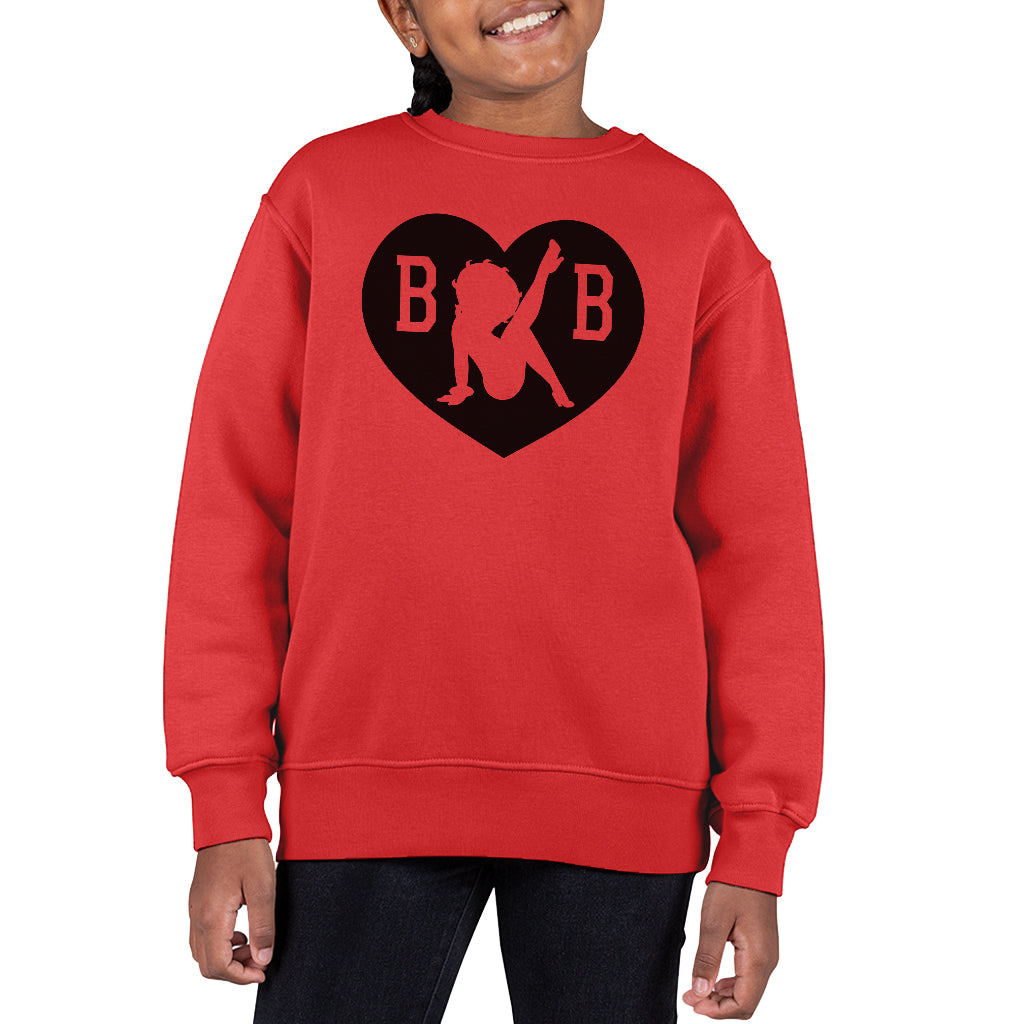 Betty Boop B B Love Heart Kid's Sweatshirt-ALL + EVERY