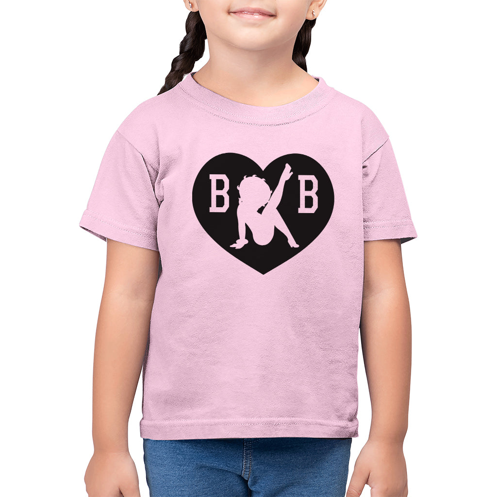 Betty Boop B B Love Heart Kid's T-Shirt-ALL + EVERY