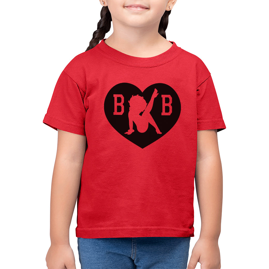 Betty Boop B B Love Heart Kid's T-Shirt-ALL + EVERY