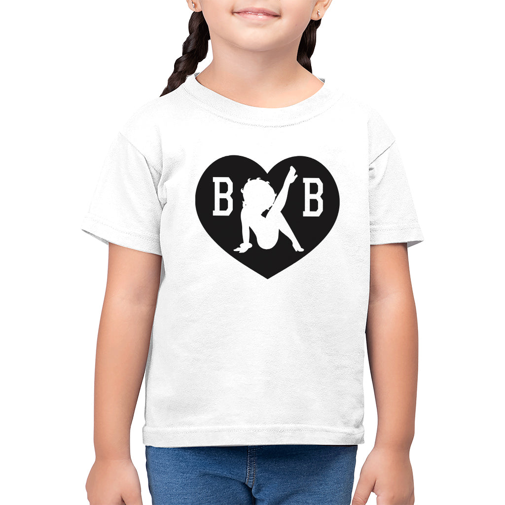 Betty Boop B B Love Heart Kid's T-Shirt-ALL + EVERY