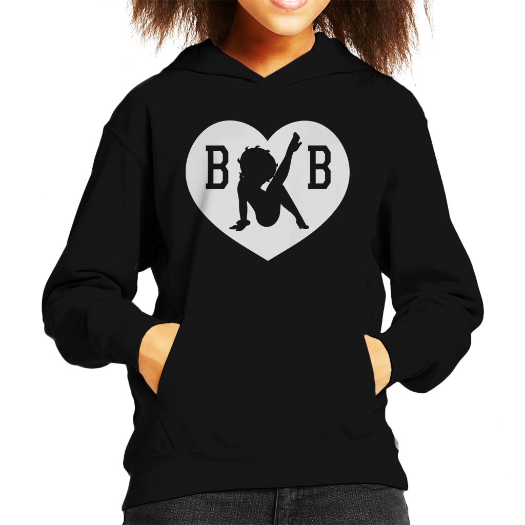 Betty Boop B B Love Heart Silhouette Kid's Hooded Sweatshirt-ALL + EVERY