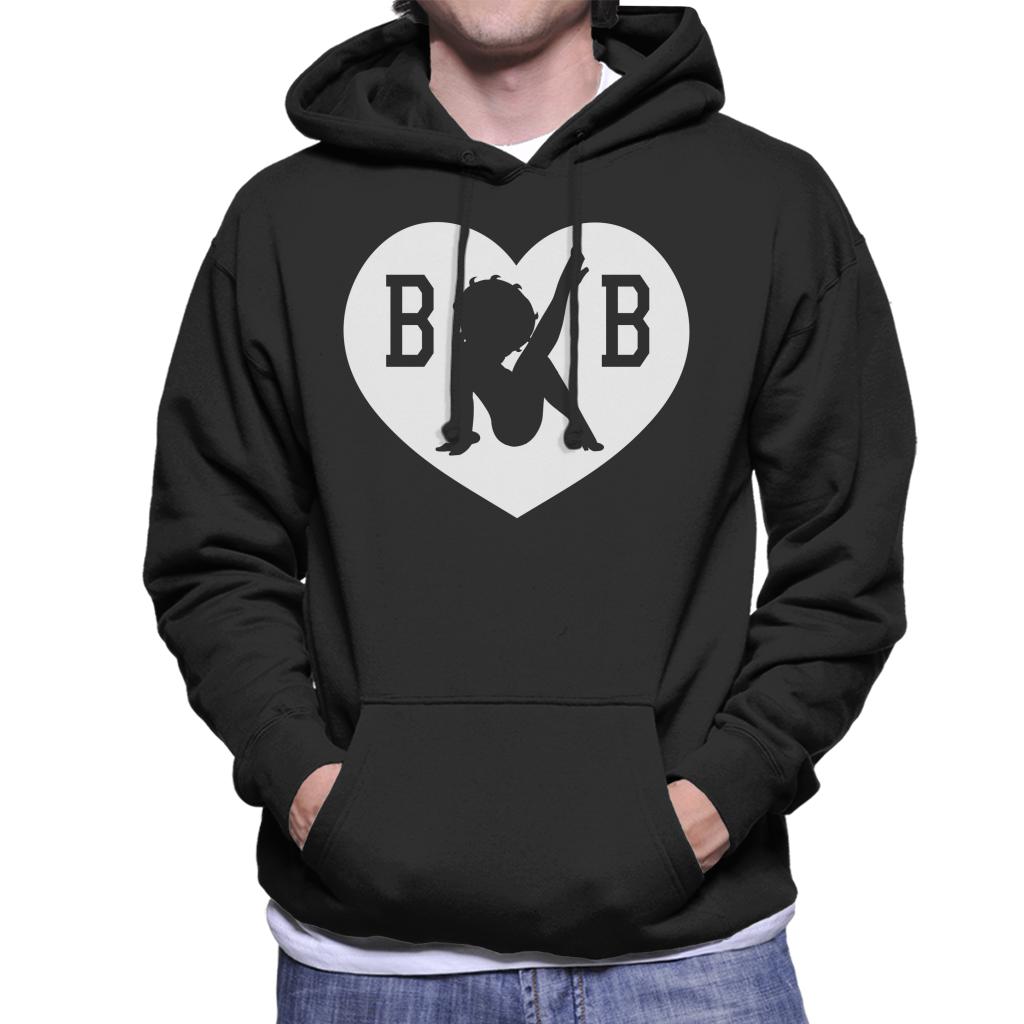 Betty Boop B B Love Heart Silhouette Men's Hooded Sweatshirt-ALL + EVERY