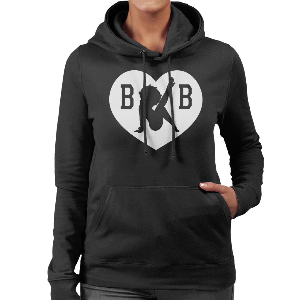 Betty Boop B B Love Heart Silhouette Women's Hooded Sweatshirt-ALL + EVERY