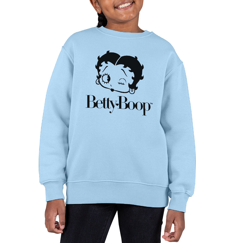 Betty Boop Winking Character Head Kid's Sweatshirt-ALL + EVERY