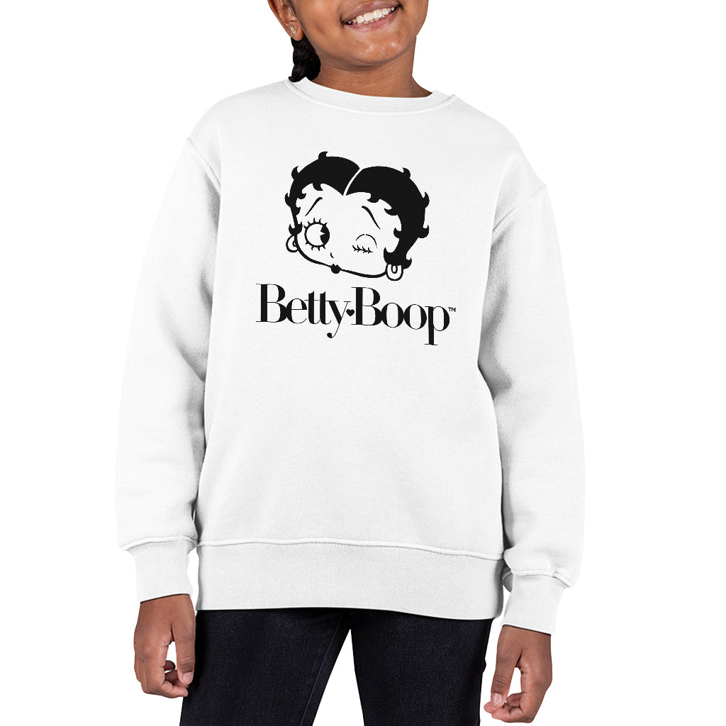 Betty Boop Winking Character Head Kid's Sweatshirt-ALL + EVERY