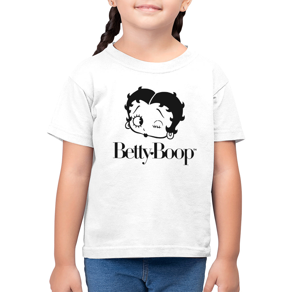 Betty Boop Winking Character Head Kid's T-Shirt-ALL + EVERY