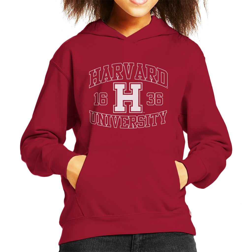 Harvard University 1636 Sports Text Logo Kid's Hooded Sweatshirt-ALL + EVERY