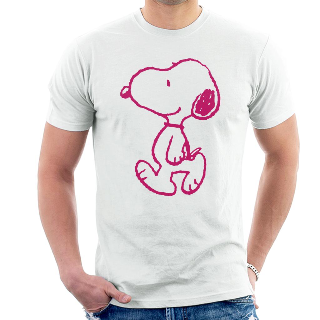 Peanuts Snoopy Outline Flock Men's T-Shirt-ALL + EVERY