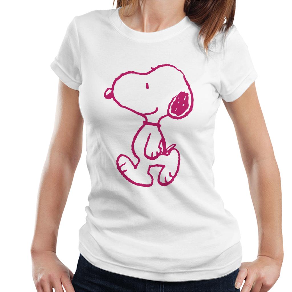 Peanuts Snoopy Outline Flock Women's T-Shirt-ALL + EVERY