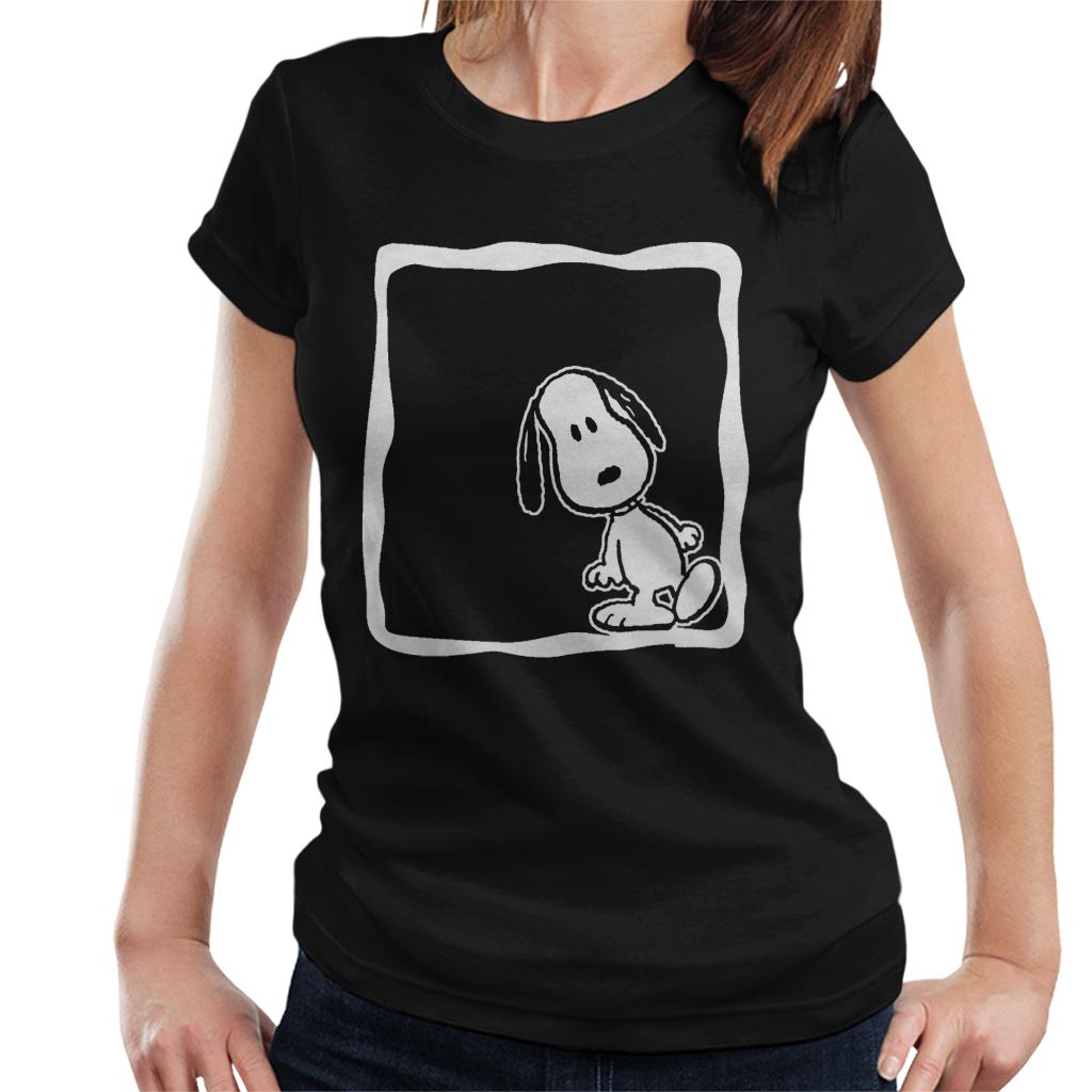 Peanuts-Snoopy-Frame-Lean-Flock-Womens-T-Shirt