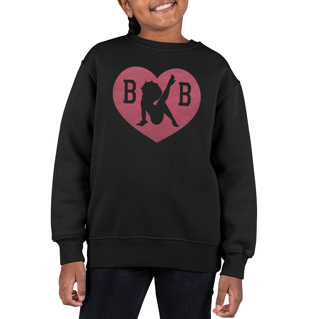 Betty Boop Love Heart B B Kid's Sweatshirt-ALL + EVERY