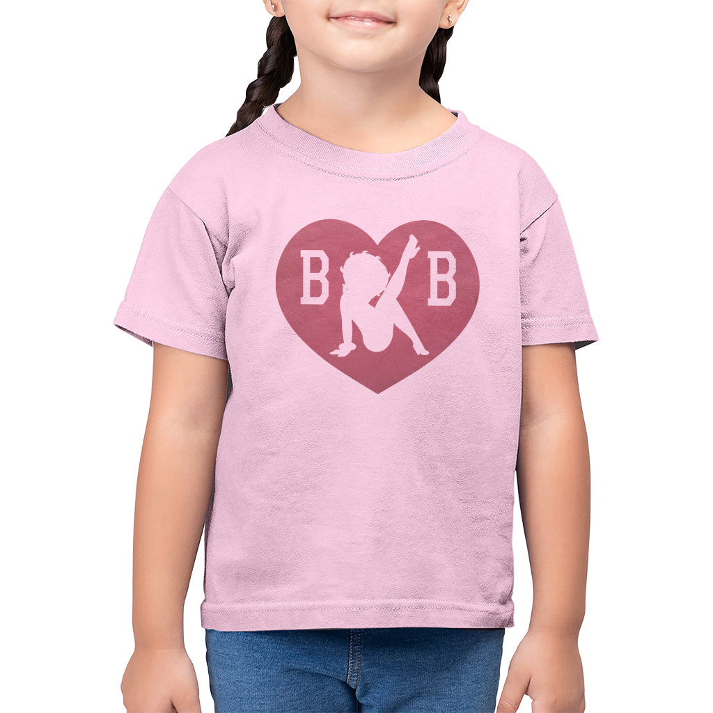 Betty Boop Love Heart B B Kid's T-Shirt-ALL + EVERY