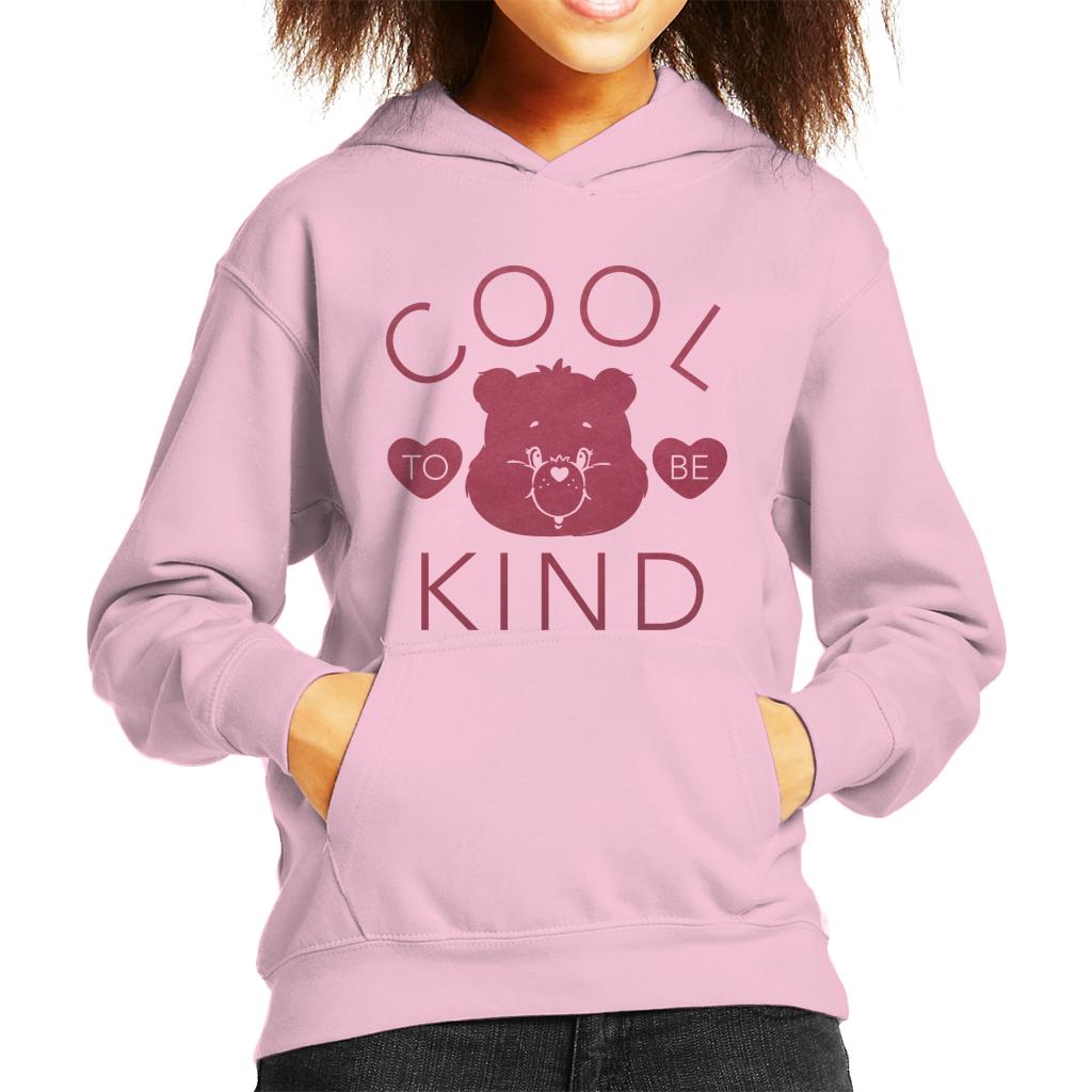 Care Bears Tenderheart Bear Cool To Be Kind Pink Flock Kid's Hooded Sweatshirt-ALL + EVERY