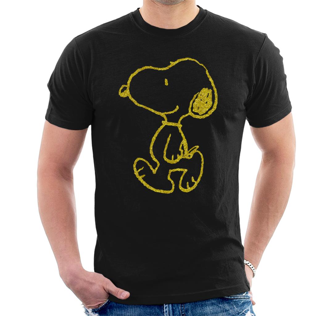 Peanuts Snoopy Outline Glitter Men's T-Shirt-ALL + EVERY