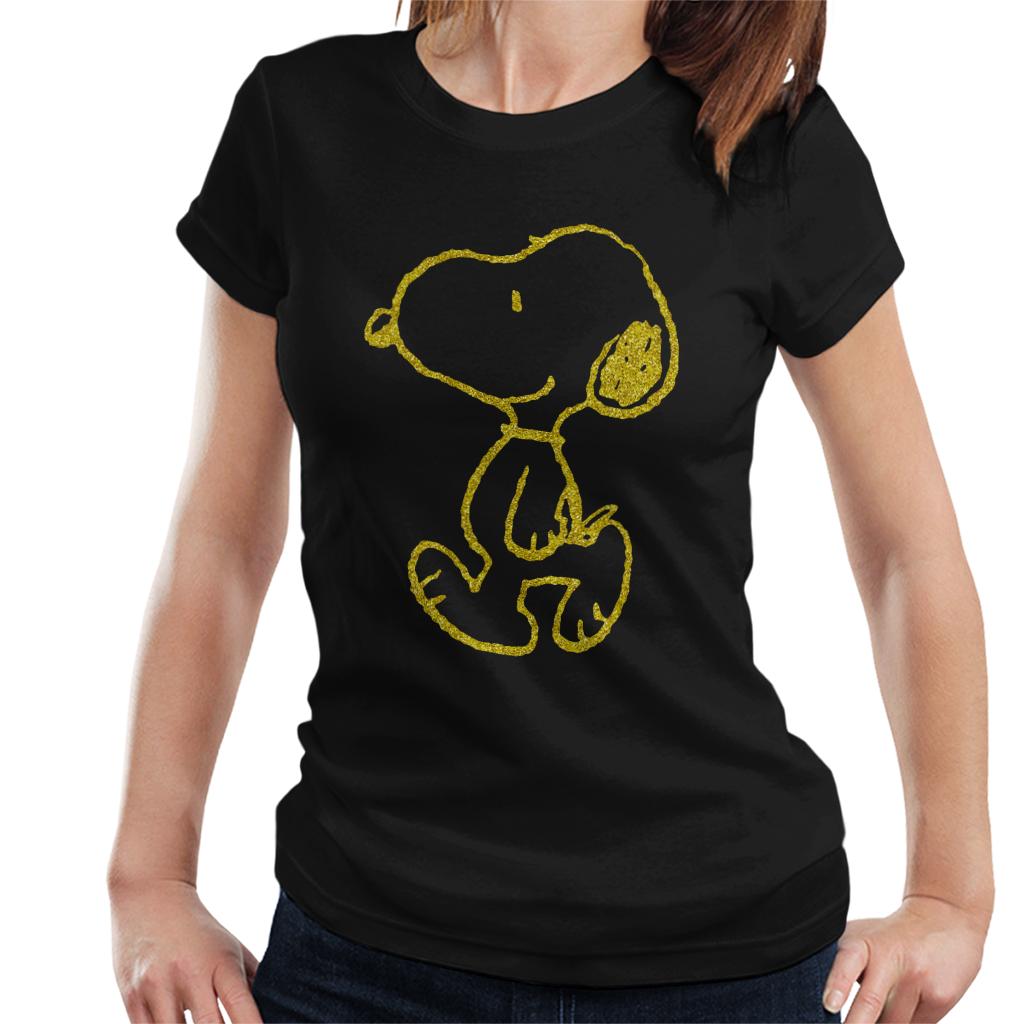 Peanuts Snoopy Outline Glitter Women's T-Shirt-ALL + EVERY