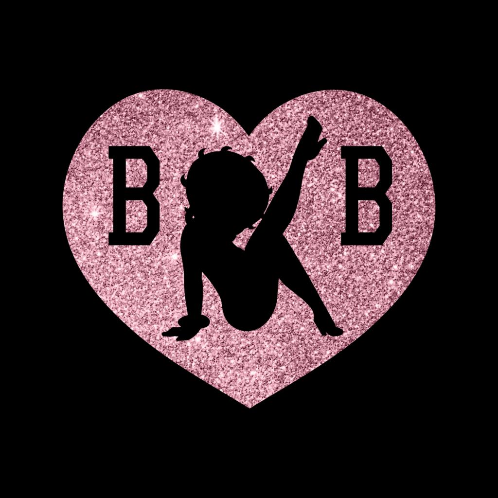 Betty Boop B B Love Heart Silhouette Pink Glitter Kid's Hooded Sweatshirt-ALL + EVERY