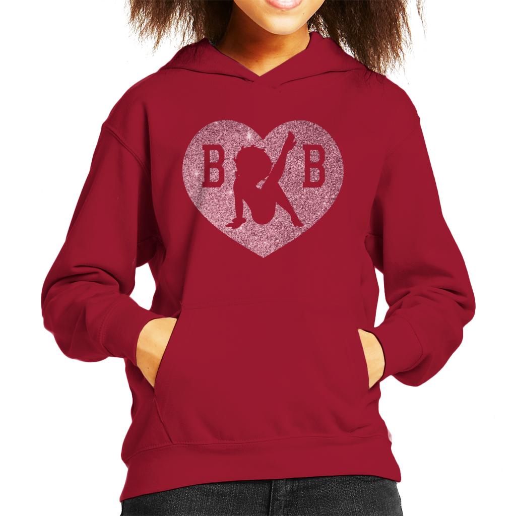 Betty Boop B B Love Heart Silhouette Pink Glitter Kid's Hooded Sweatshirt-ALL + EVERY