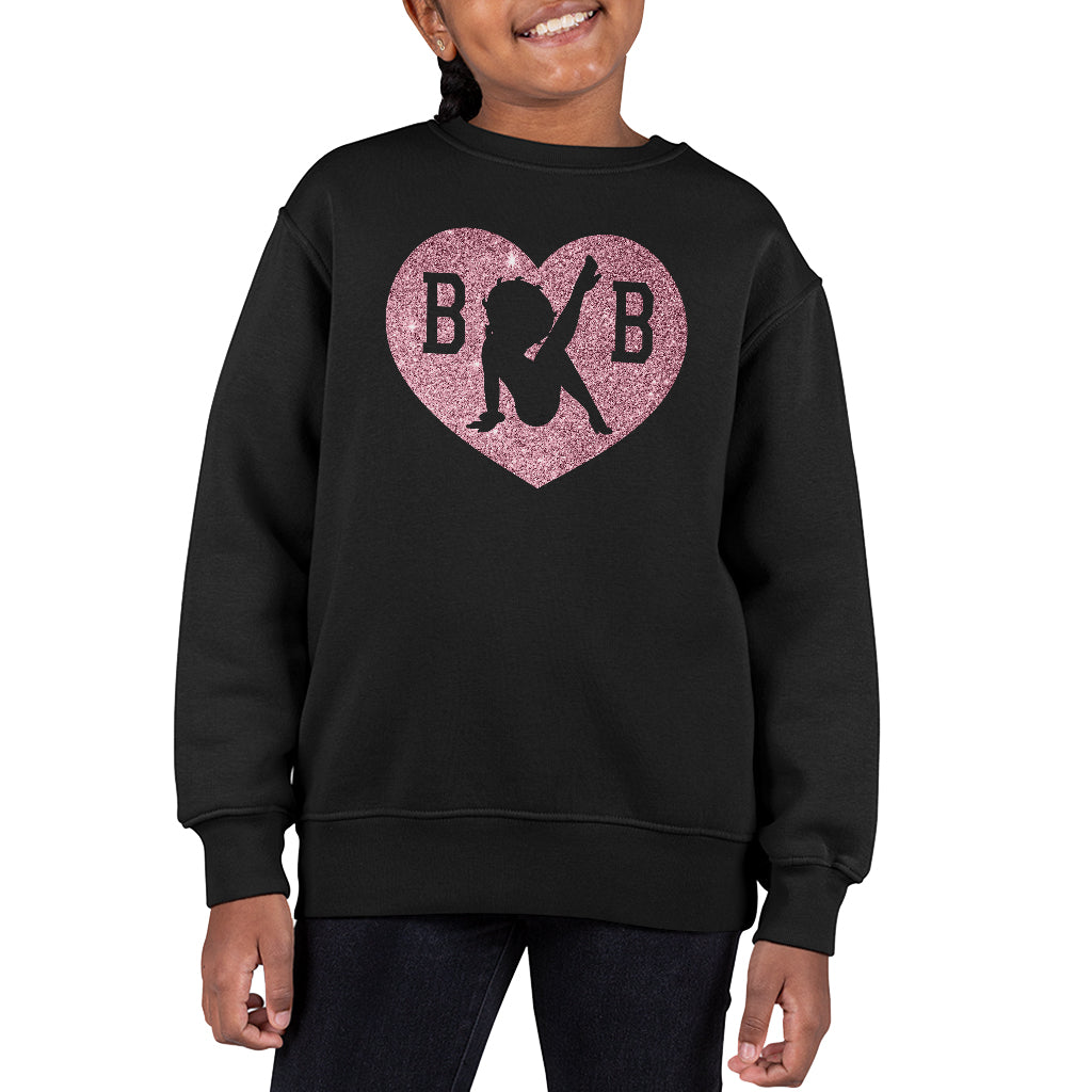 Betty Boop B B Love Heart Silhouette Pink Glitter Kid's Sweatshirt-ALL + EVERY