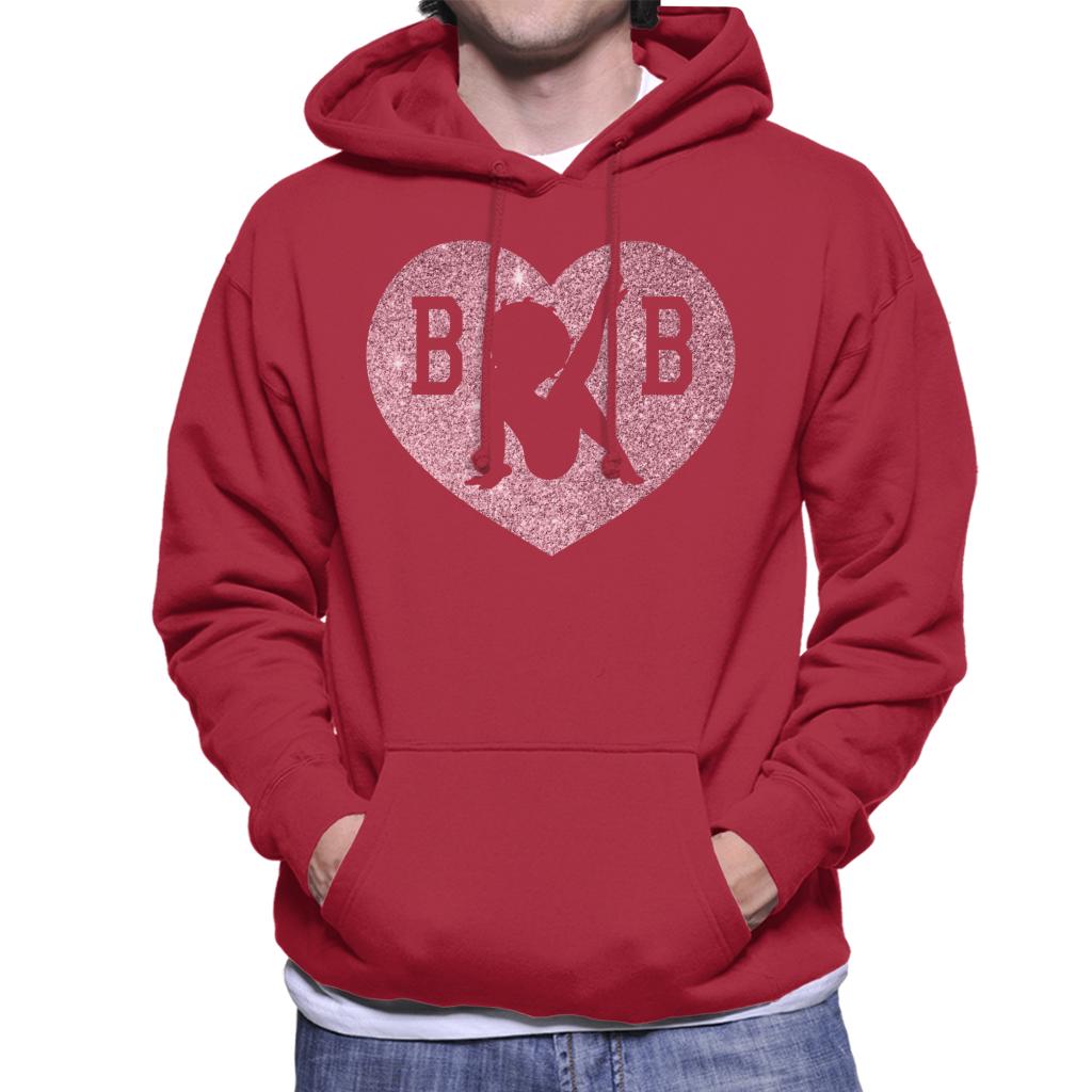 Betty Boop B B Love Heart Silhouette Pink Glitter Men's Hooded Sweatshirt-ALL + EVERY