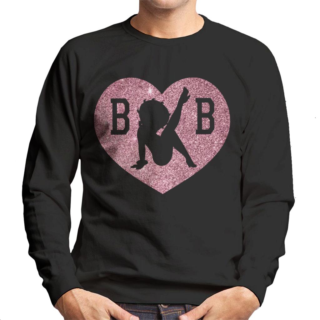 Betty Boop B B Love Heart Silhouette Pink Glitter Men's Sweatshirt-ALL + EVERY