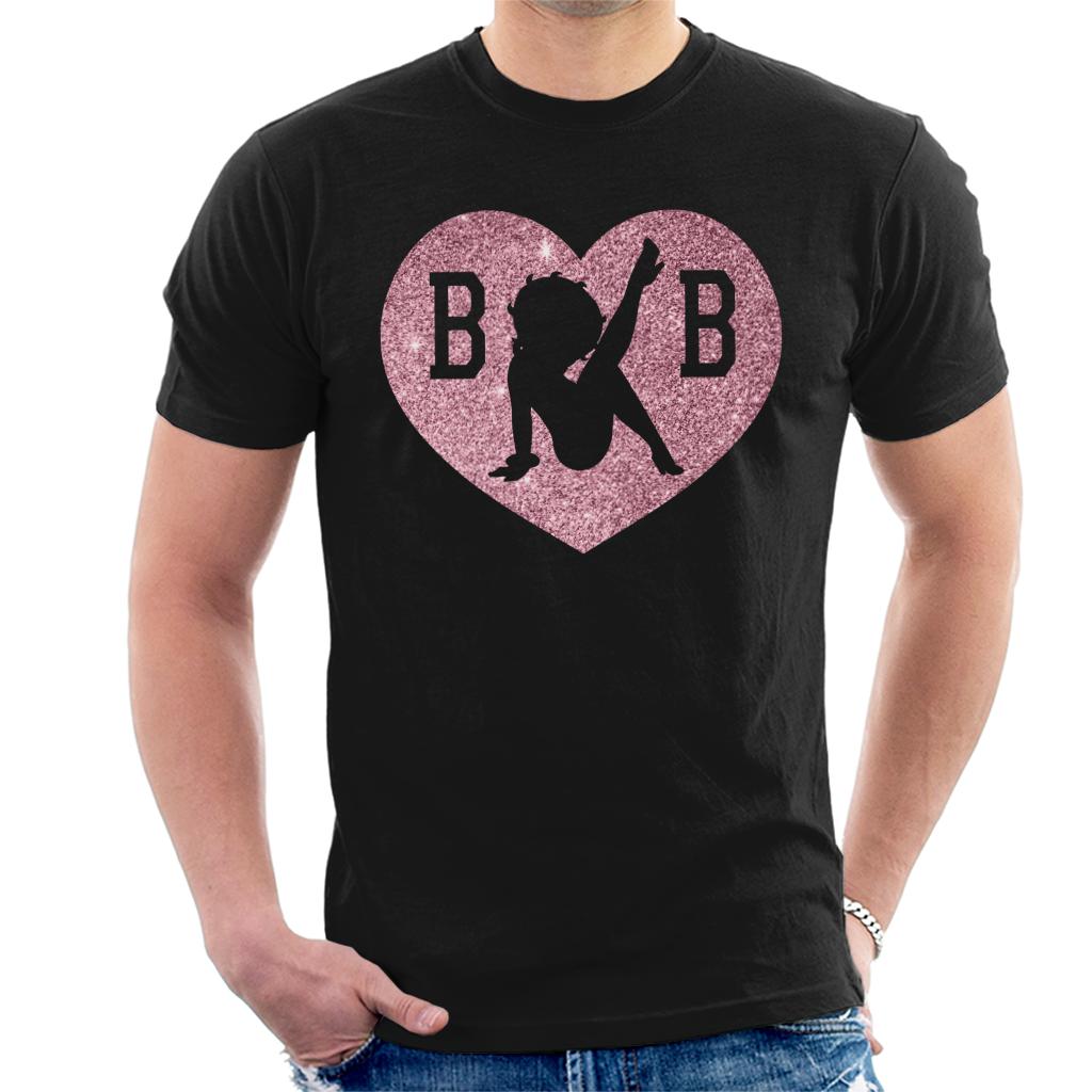 Betty Boop B B Love Heart Silhouette Pink Glitter Men's T-Shirt-ALL + EVERY