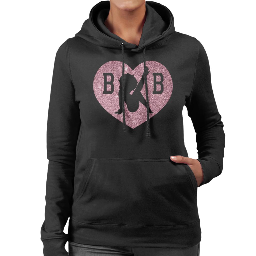 Betty Boop B B Love Heart Silhouette Pink Glitter Women's Hooded Sweatshirt-ALL + EVERY