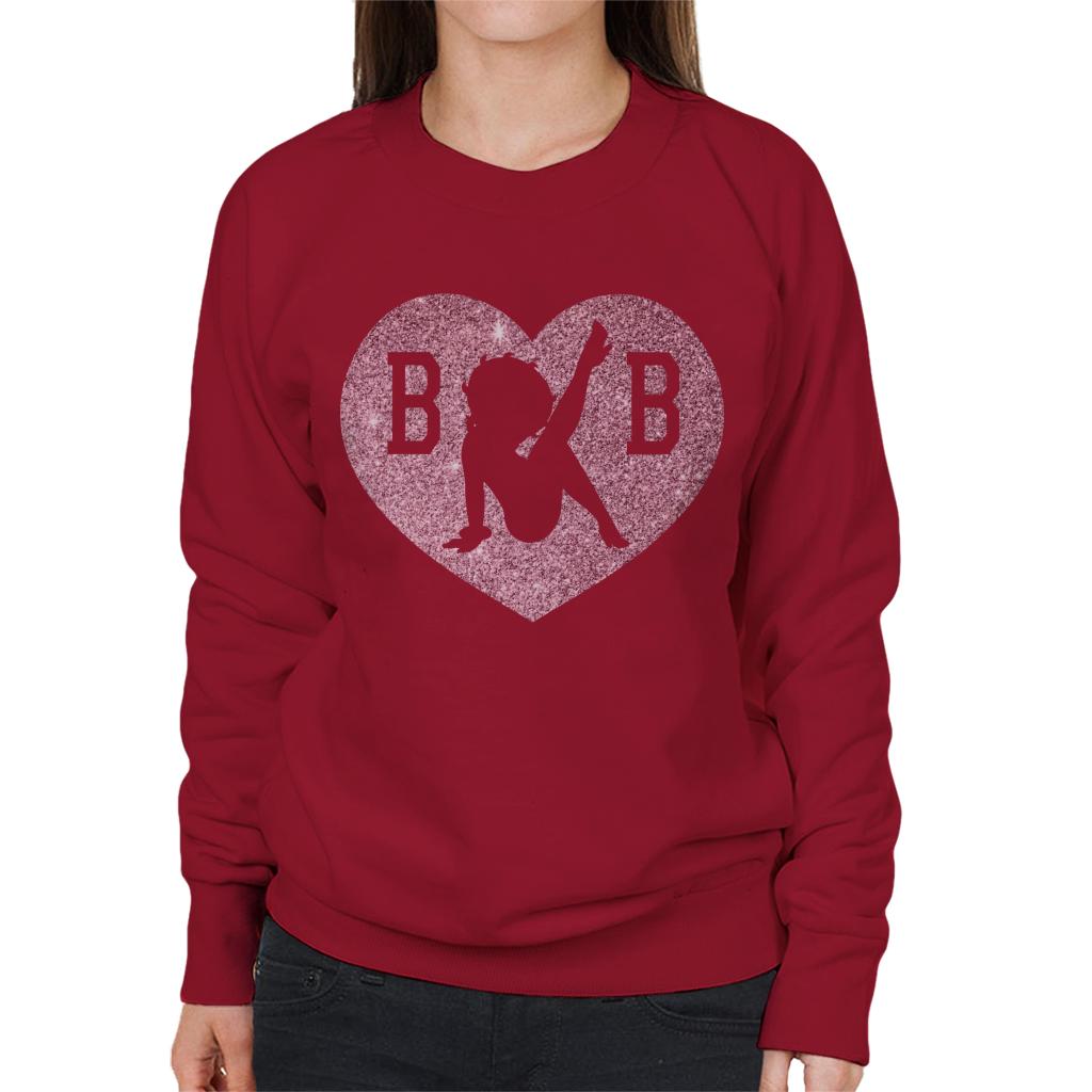 Betty Boop B B Love Heart Silhouette Pink Glitter Women's Sweatshirt-ALL + EVERY