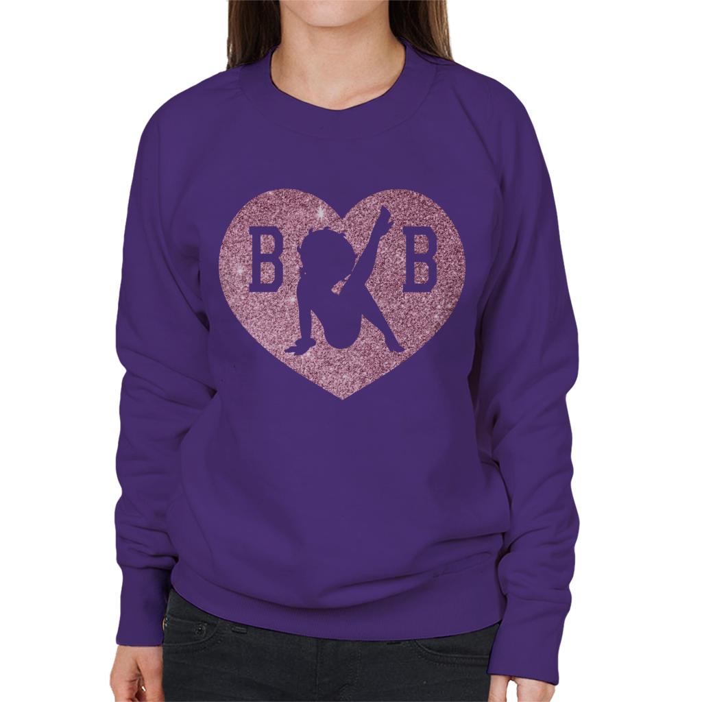 Betty Boop B B Love Heart Silhouette Pink Glitter Women's Sweatshirt-ALL + EVERY