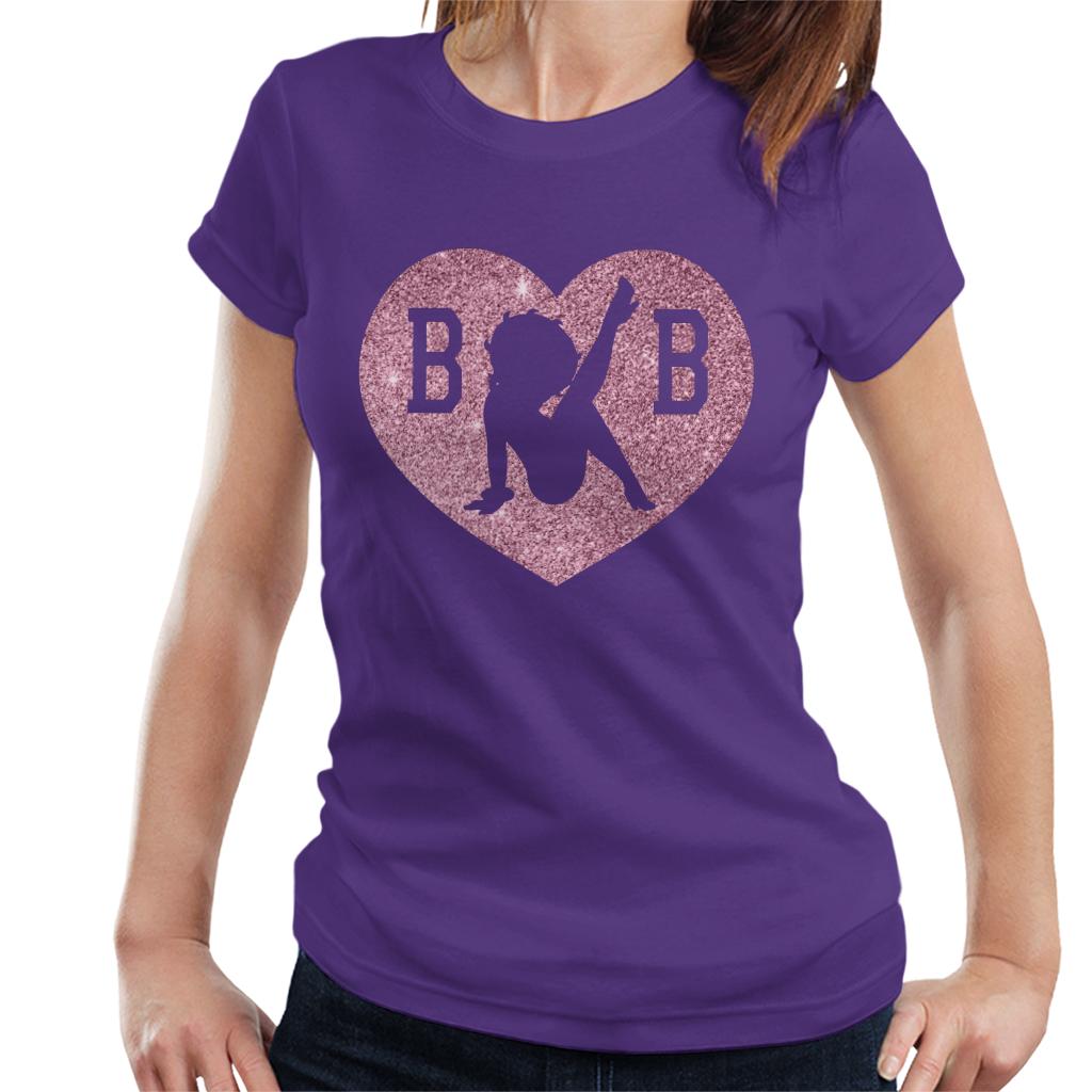 Betty Boop B B Love Heart Silhouette Pink Glitter Women's T-Shirt-ALL + EVERY