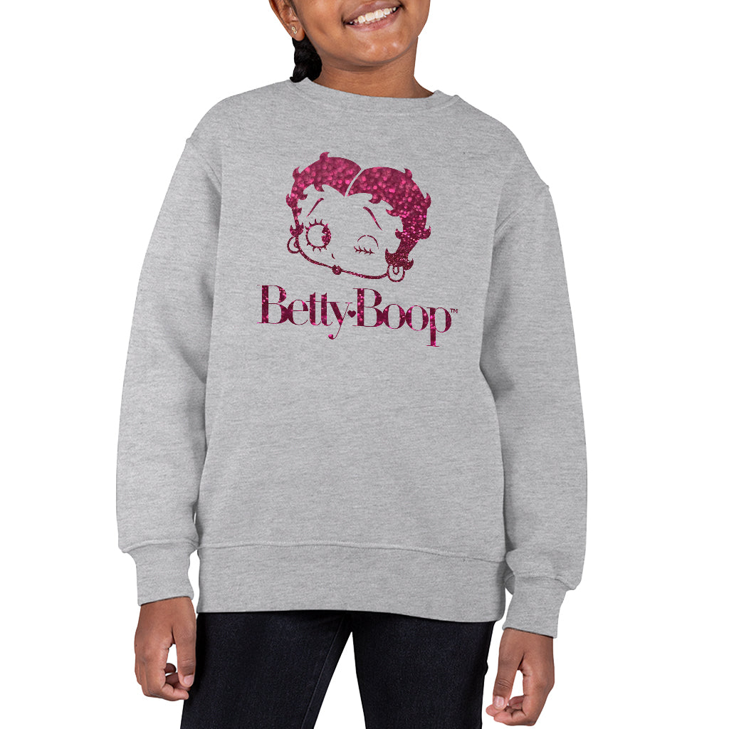 Betty Boop Winks Cherry Glitter Kid's Sweatshirt-ALL + EVERY