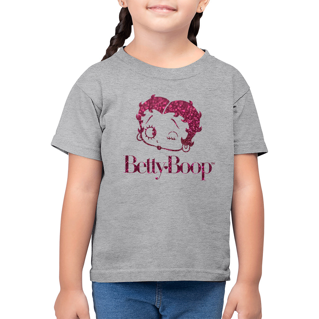 Betty Boop Winks Cherry Glitter Kid's T-Shirt-ALL + EVERY