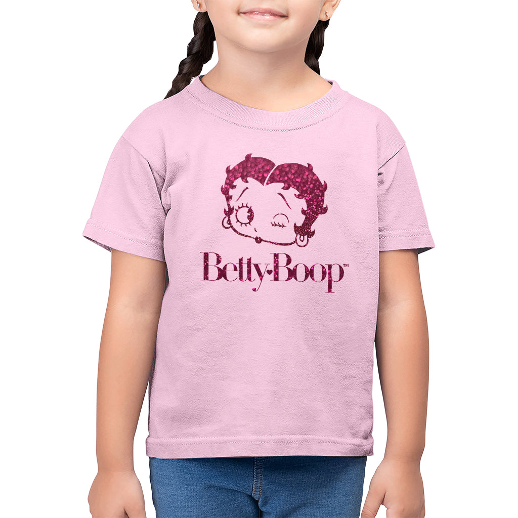 Betty Boop Winks Cherry Glitter Kid's T-Shirt-ALL + EVERY