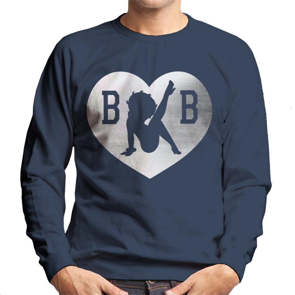 Betty Boop B B Love Heart Silver Foil Men's Sweatshirt-ALL + EVERY