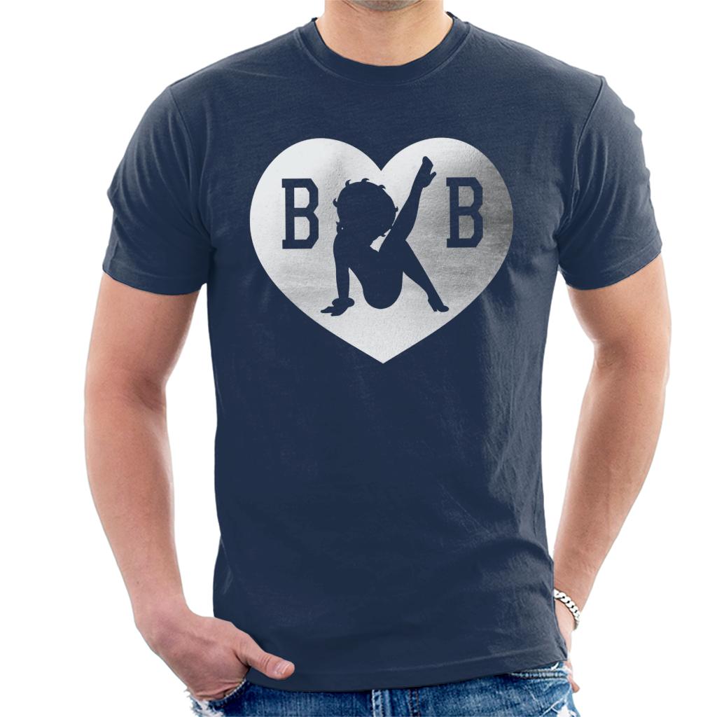 Betty Boop B B Love Heart Silver Foil Men's T-Shirt-ALL + EVERY