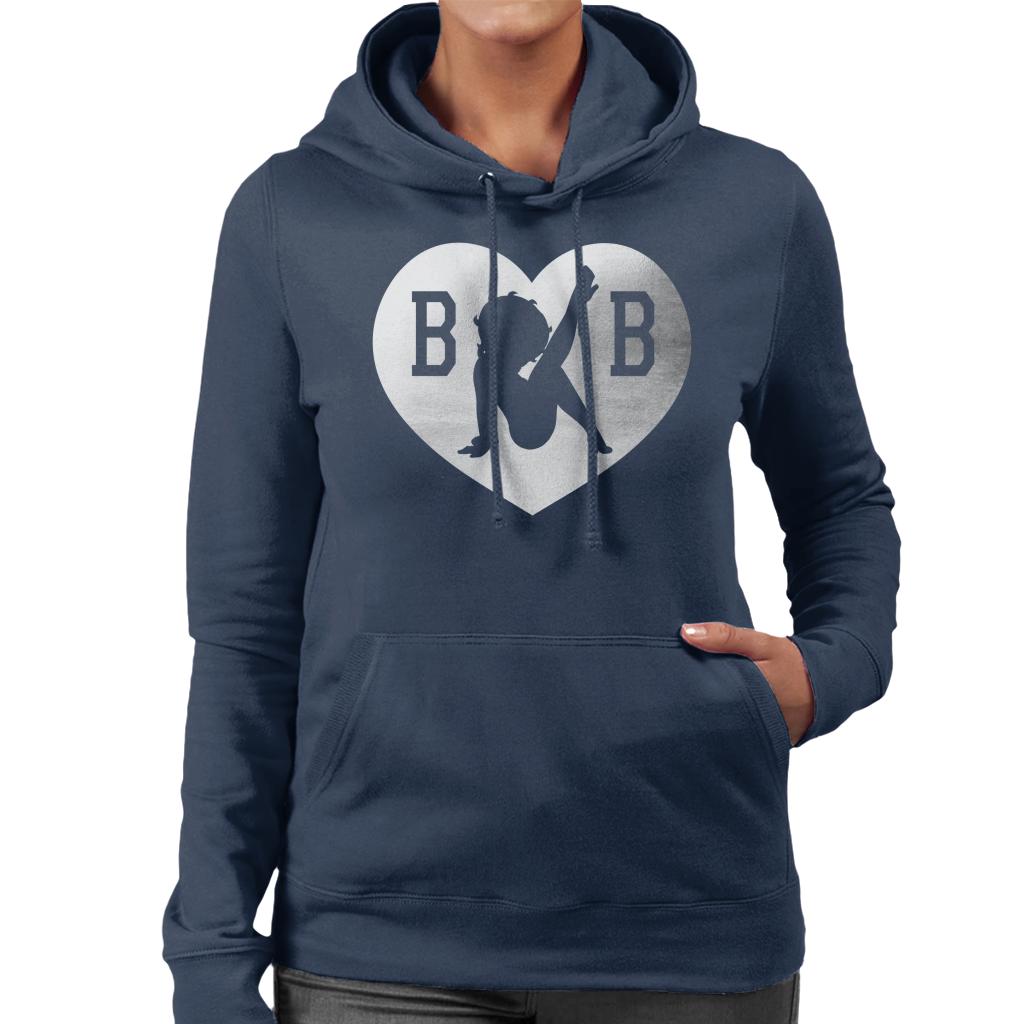 Betty Boop B B Love Heart Silver Foil Women's Hooded Sweatshirt-ALL + EVERY