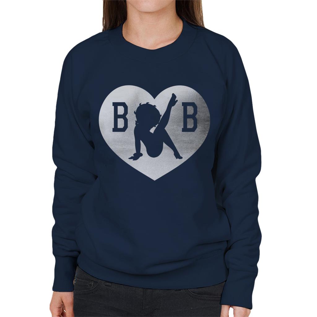 Betty Boop B B Love Heart Silver Foil Women's Sweatshirt-ALL + EVERY