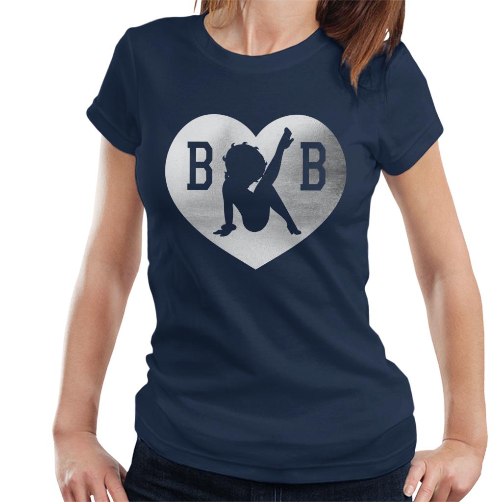 Betty Boop B B Love Heart Silver Foil Women's T-Shirt-ALL + EVERY