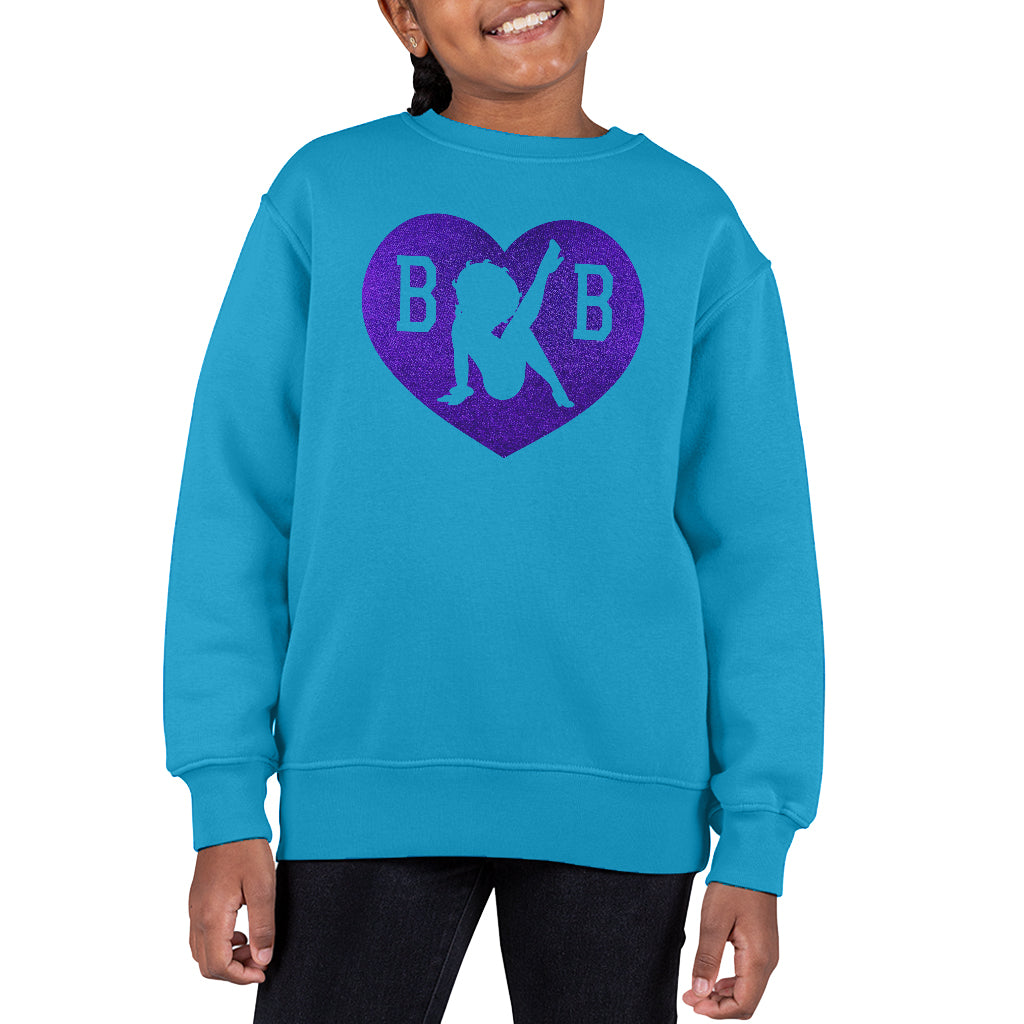 Betty Boop B B Purple Heart Kid's Sweatshirt-ALL + EVERY