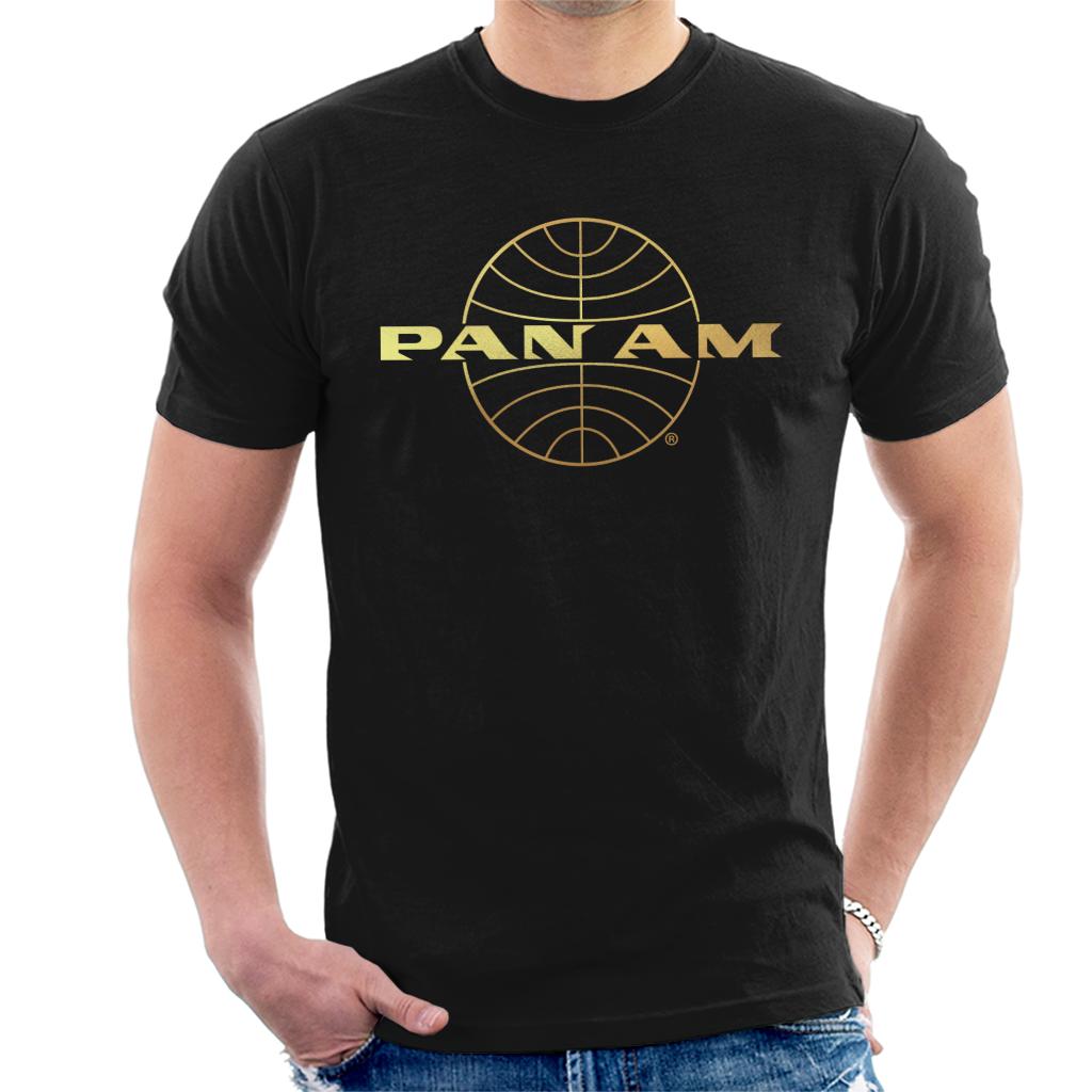 Pan Am Classic Logo Outline Gold Foil Men's T-Shirt-ALL + EVERY